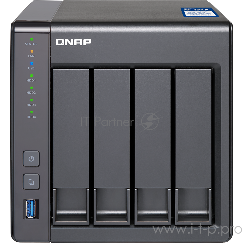 Сетевое хранилище без дисков SMB QNAP TS-431X-8G NAS, 4 Hot-Swap tray w/o HDD. Dualcore CPU AL-212 1.7GHz, 8GB DDR3 (1x8GB), 1x10G SFP+ LAN, 2xGbE, 3xUSB 3.0
