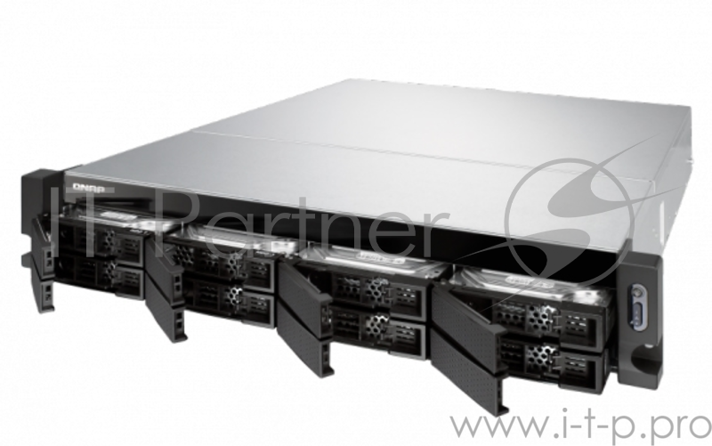 Сетевое хранилище без дисков SMB QNAP TS-873U-8G NAS 8 HDD trays, 2x 10 GbE SFP+, 2 x M.2 slots SSD, rackmount, 1 PSU. 4-core AMD RX-421ND 2,1 GHz (up to 3,4 GHz ), 8 GB. W/o rail kit RAIL-B02