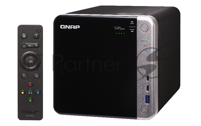 Сетевое хранилище без дисков channel QNAP TS-453BT3-8G NAS 4 HDD trays, 2 HDMI, 1 x 10 GbE BASE-T, 2 x ports Thunderbolt 3. 4-core Intel Celeron J3455 1,5 GHz (up to 2,3 GHz), 8 GB