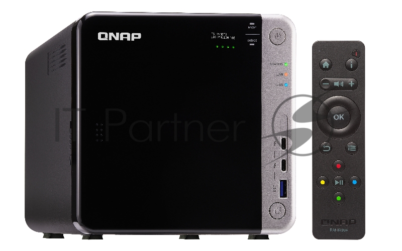 Сетевое хранилище без дисков channel QNAP TS-453BT3-8G NAS 4 HDD trays, 2 HDMI, 1 x 10 GbE BASE-T, 2 x ports Thunderbolt 3. 4-core Intel Celeron J3455 1,5 GHz (up to 2,3 GHz), 8 GB