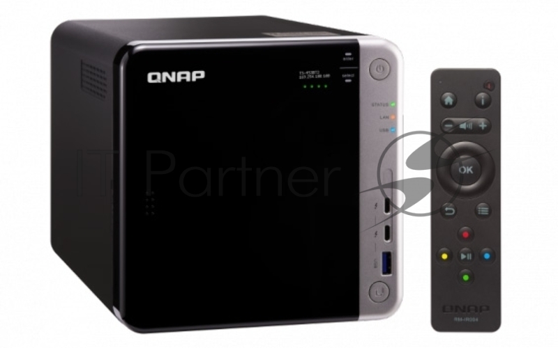 Сетевое хранилище без дисков channel QNAP TS-453BT3-8G NAS 4 HDD trays, 2 HDMI, 1 x 10 GbE BASE-T, 2 x ports Thunderbolt 3. 4-core Intel Celeron J3455 1,5 GHz (up to 2,3 GHz), 8 GB