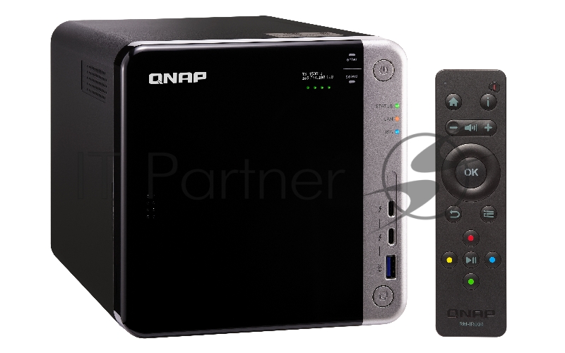 Сетевое хранилище без дисков channel QNAP TS-453BT3-8G NAS 4 HDD trays, 2 HDMI, 1 x 10 GbE BASE-T, 2 x ports Thunderbolt 3. 4-core Intel Celeron J3455 1,5 GHz (up to 2,3 GHz), 8 GB