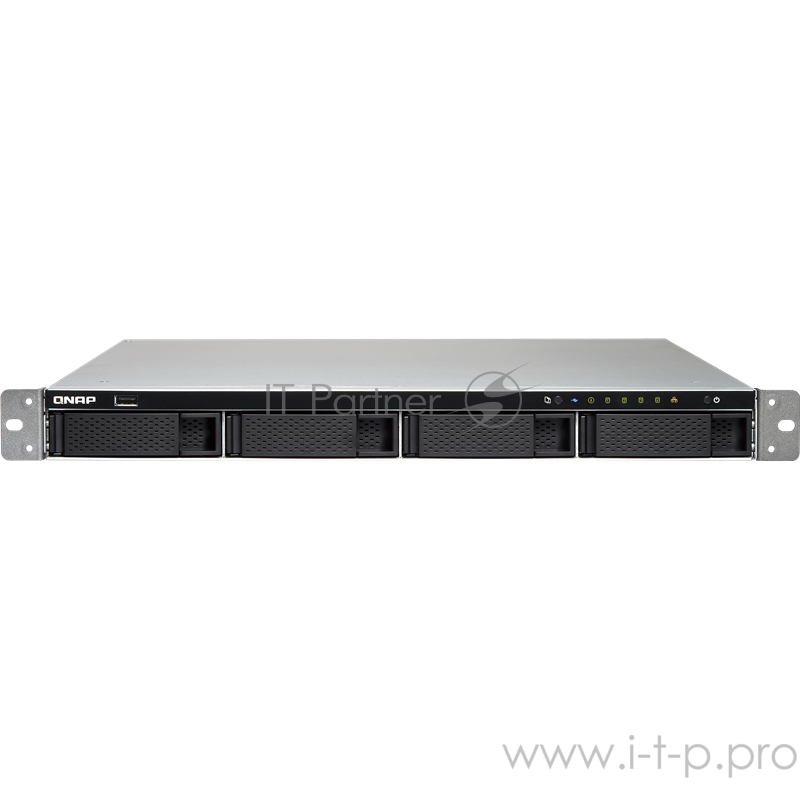 Сетевое хранилище без дисков SMB QNAP TS-463XU-4G NAS, 4-tray w/o HDD, 4-сore AMD 2.0 GHz, 4GB DDR3L (4GBx1) up to 16GB (2x8GB), 1x10G RJ45, 4xGbE, 5xUSB, 1U Rackmount, 1x250W PSU, W/o rail kit RAIL-B02