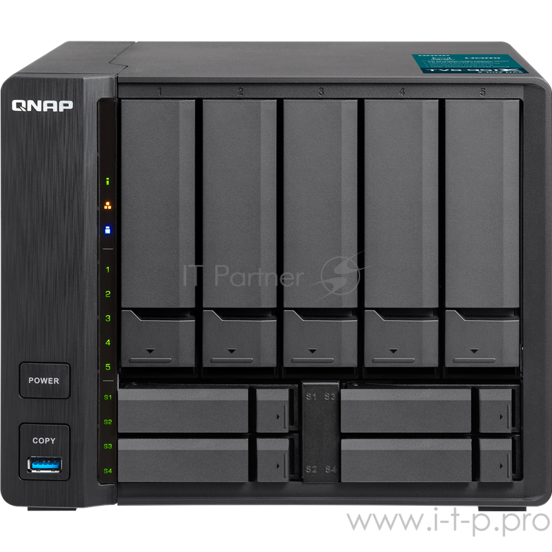 Сетевое хранилище без дисков SMB QNAP TVS-951X 9-Bay NAS, Intel Celeron 3865U dual-core 1.8 GHz , 8GB DDR4 (2 x 4GB) SODIMM RAM ( 2 slots, max 32GB), 5 x 3.5