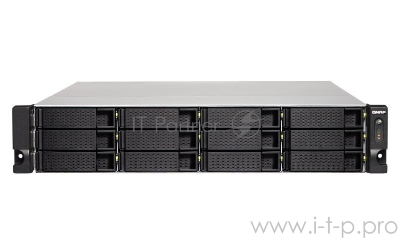 Сетевое хранилище без дисков channel QNAP TS-1232XU-4G 12-Bay quad-core 1.7 GHz rackmount NAS with 250W PSU, 4GB DDR4 UDIMM RAM (max 16GB), SATA 6Gb/s, 2x 10GbE SFP+ LAN, 2x GbE LAN, 1x PCIe Gen2 x2 slot. W/o RAIL-B02