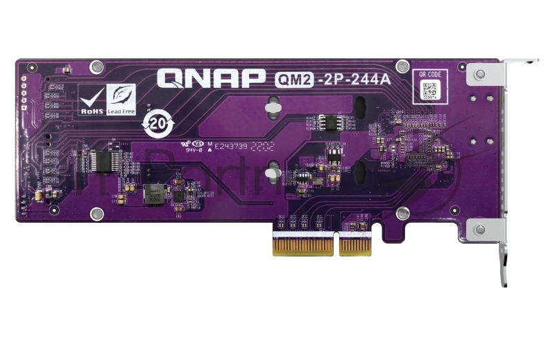 Плата расширения QNAP QM2-2P-244A Dual M.2 22110/2280 SATA SSD expansion card (PCIe Gen2 x2), Low-profile bracket pre-loaded, Low-profile flat and Full-height are bundled (shorter version to support TVS-x82/TS-x77 PCIe slot 2 & slot 3)
