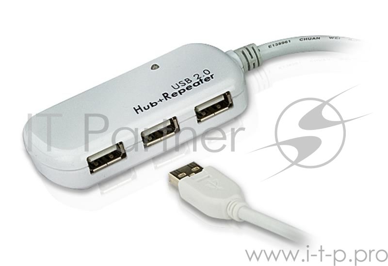 Удлинитель., 4 порта, USB 2.0, питание от шины, некаскадируемый 12 м USB 2.0 4-Port Hub with Extension Cable 12m