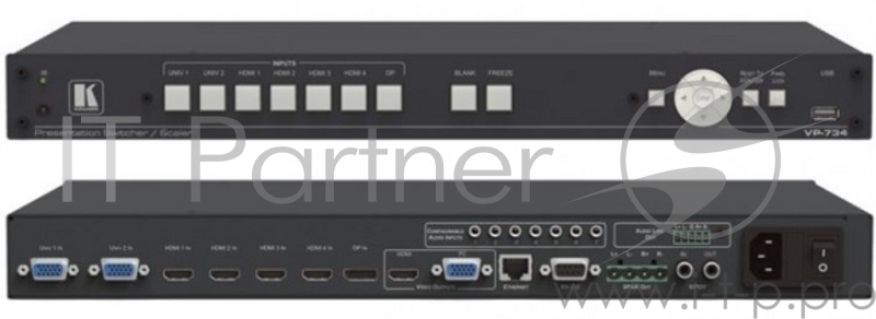 Масштабатор Kramer VP-734 HDMI, DP, VGA, CV, s-Video или YUV в VGA / YUV / HDMI поддержка 4К30