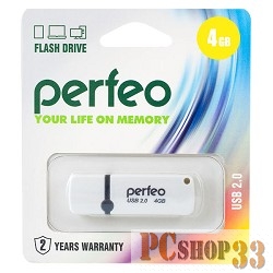Носитель информации Perfeo USB Drive 4GB C07 White PF-C07W004