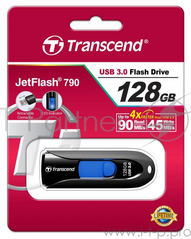 Носитель информации Transcend USB Drive 128Gb JetFlash 790 TS128GJF790K {USB 3.0}