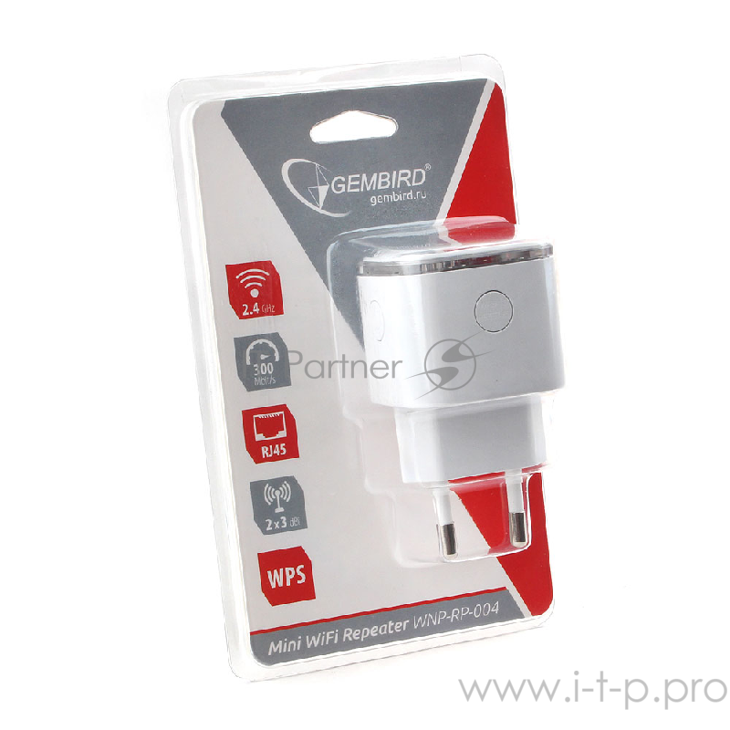 Усилитель Wi-Fi сигнала Gembird WNP-RP-004 300 Мбит, белый