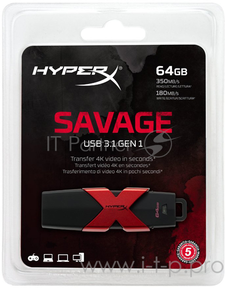 Носитель информации Kingston USB Drive 64Gb HyperX Savage HXS3/64GB {USB3.0}