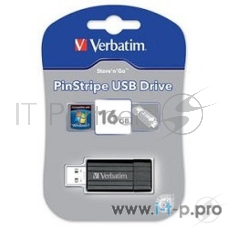 носитель информации Verbatim USB Drive 16Gb Pin Stripe Black 049063 {USB2.0}