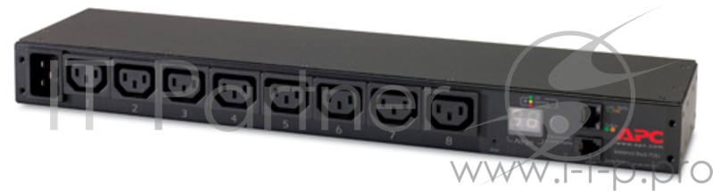 Блок распределения питания стоечного исполнения для монтажа в вертикальном положении, оснащенный контрольно-измерительной аппаратурой Rack PDU, Metered, 1U, 16A, 208/230V, (8) C13s