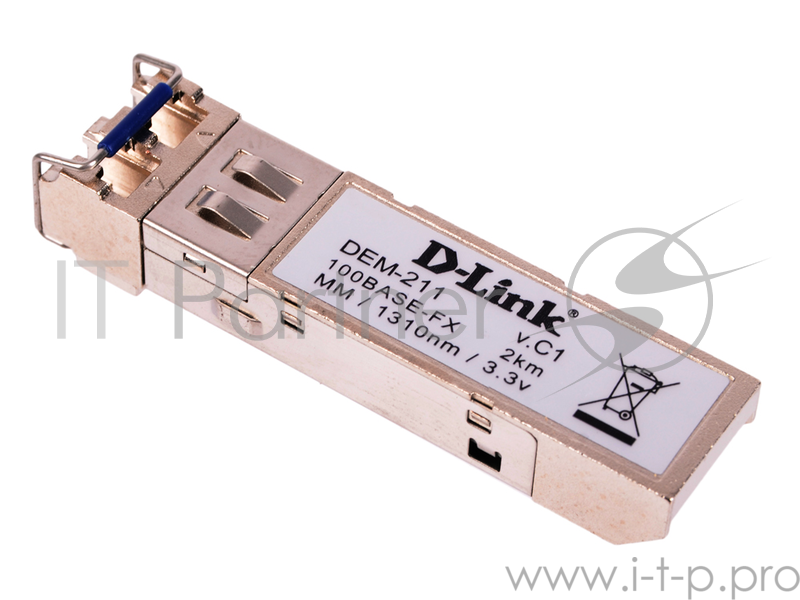 Модуль D-LINK DEM-211/А1А SFP-трансивер с одним портом 100BASE-FX для многомодового оптического кабеля (до 2км)