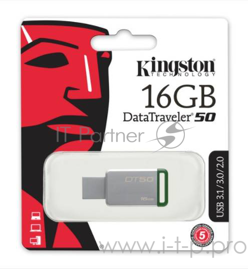 Носитель информации Kingston USB Drive 16Gb DT50/16GB {USB3.1}