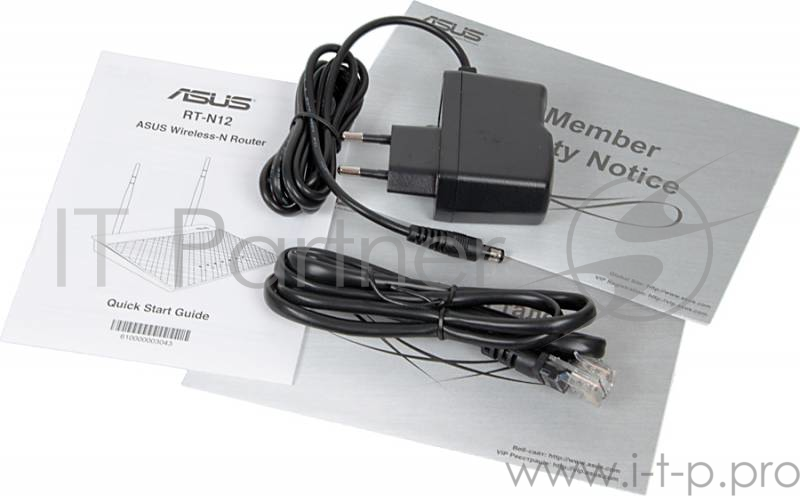 Маршрутизатор беспроводной Asus RT-N12 10/100BASE-TX черный