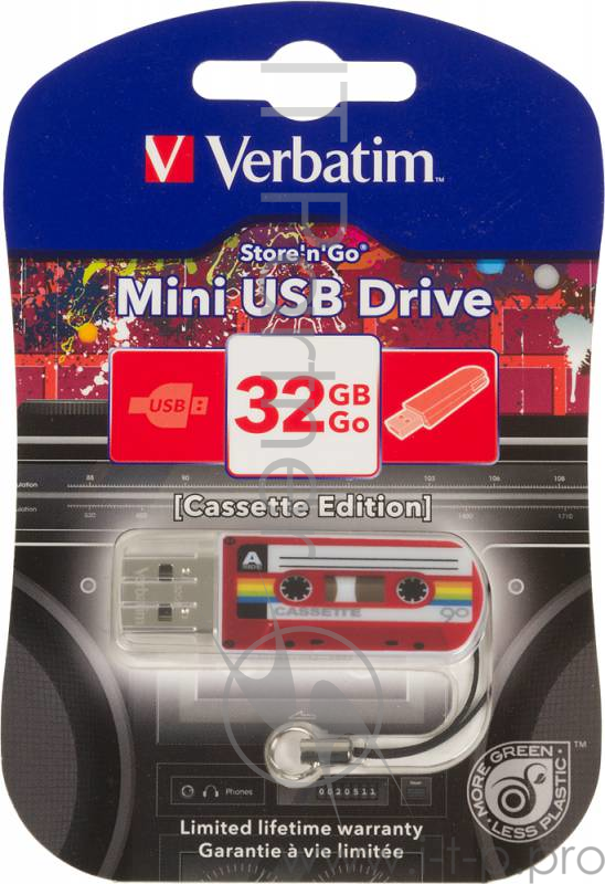 носитель информации Verbatim USB Drive 32Gb Mini Cassette Edition Red 49392 {USB2.0}