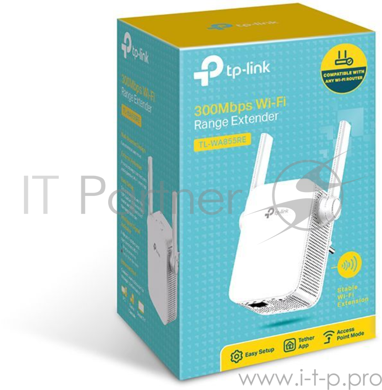 Усилитель сигнала TP-LINK SOHO TL-WA855RE Усилитель беспроводного сигнала, скорость до 300 Мбит/с поставляется без кабеля RJ-45