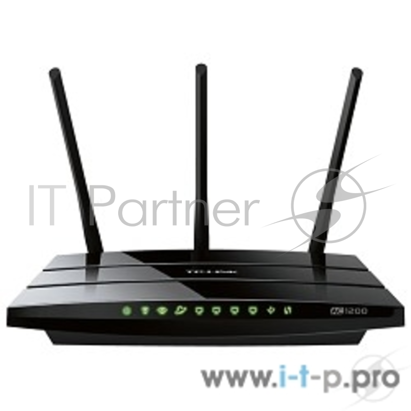 Беспроводный двухдиапазонный гигабитный маршрутизатор TP-Link SOHO Archer C1200, 1200Мбит/с (5 ГГц-1: до 867 Мбит/с + 2,4 ГГц: до 300 Мбит/с), 4 порта 1000 Мбит/с, 1хUSB 2.0, 3 фиксированные антенны