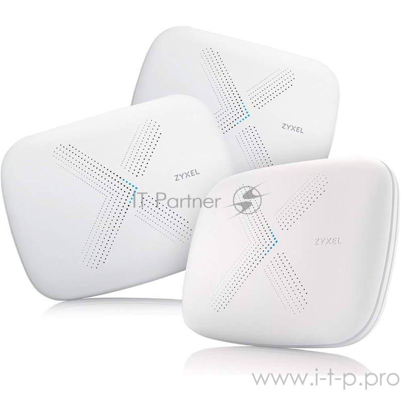 Маршрутизатор ZYXEL WSQ50 Multy X WiFi System (Pack of 3), AC3000 Tri-Band WiFi , AC Wave2, MU-MIMO, 802.11a/b/g/n/ac (300+866+1733 Mb/s), 9 Antenns, 1xWAN GE, 3xLAN GE, USB 2.0, BLE 4.1