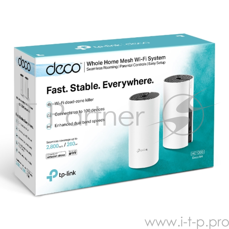 Роутер беспроводной TP-Link DECO M4 (DECO M4(2-PACK)) AC1200 10/100/1000BASE-TX (упак.:2шт)