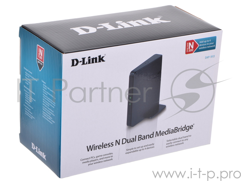 Двухдиапазонный беспроводной 802.11n (2.4/5ГГц) медиамост D-Link DAP-1513 , до 300 Мбит/с