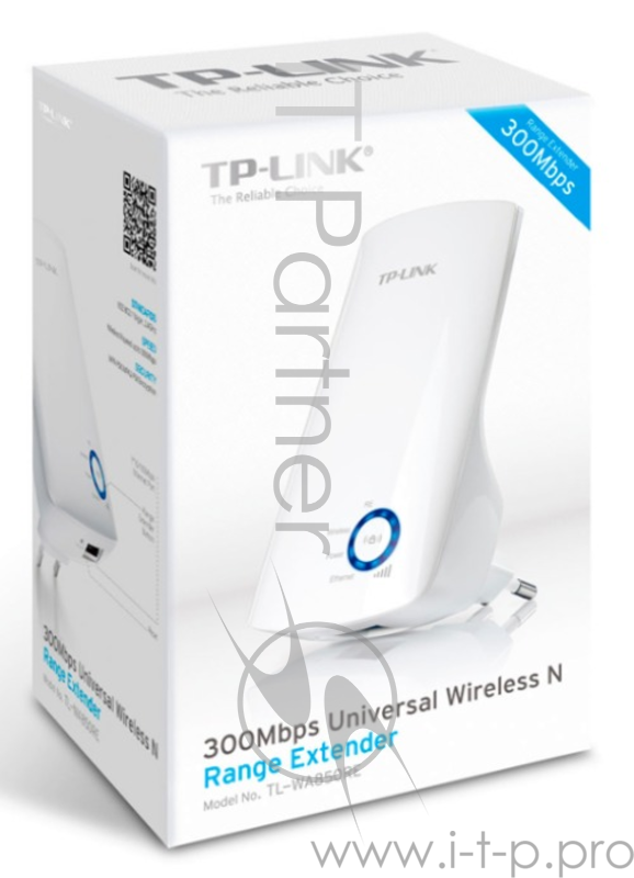 Адаптер TP-Link SOHO TL-WA850RE 300Mbps WiFi Range Extender/Entertainment Adapter, Atheros, 2T2R, 2.4GHz, 802.11n/g/b, Ranger Extender button, Range extender mode, with internal Antennas, support IGMP for IPTV поставляется без кабеля RJ-45