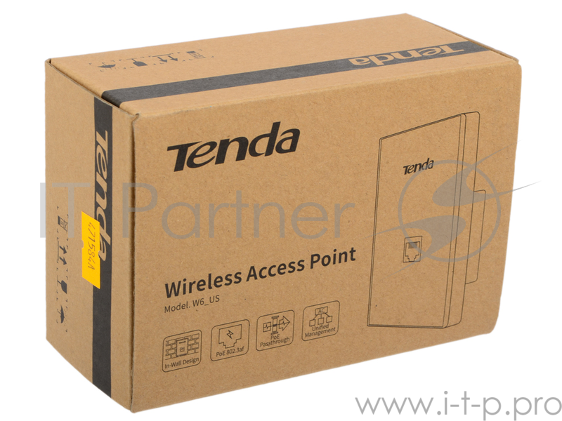 Точка доступа Tenda WiFi Access Point W6-US (1xRG45, 2.4GHz, WLAN 300Mbps, 802.11bgn, 802.3af PoE) 1x int Antenna