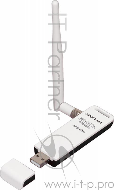 Адаптер TP-Link SOHO TL-WN722N 150Mbps High Gain Wireless N USB Adapter with Cradle, Atheros, 1T1R, 2.4GHz, 802.11n/g/b, 1 detachable antenna