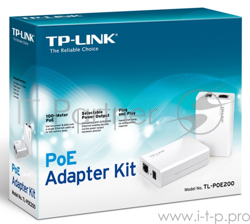 Сетевое оборудование TP-Link SMB TL-PoE200 Набор PoE адаптеров, инжектор+сплиттер, до 100м