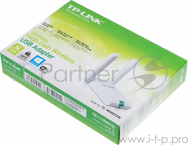 Сетевое оборудование TP-Link SOHO TL-WN822N Адаптер W300M High-Power Wireless USB Adapter, 2x2 MIMO, 802.11n