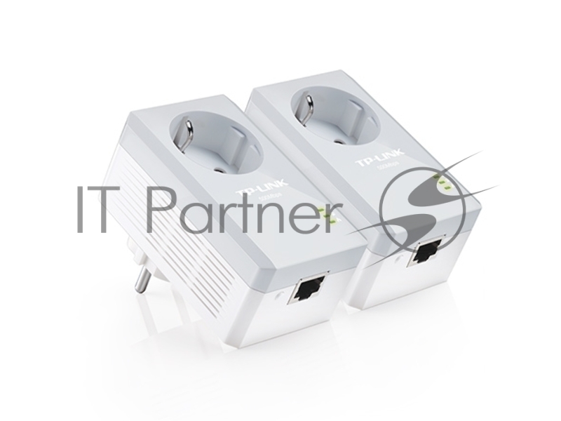 Сетевое оборудование TP-Link TL-PA4010PKIT AV600 Powerline Adapter with AC Pass Through Starter Kit, Ultra Compact Size, 500Mbps Powerline Datarate, 10/100Mbps Fast Ethernet, HomePlug AV, Green Powerline, Plug and Play
