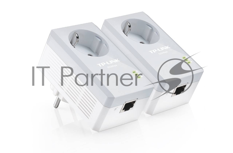 Сетевое оборудование TP-Link TL-PA4010PKIT AV600 Powerline Adapter with AC Pass Through Starter Kit, Ultra Compact Size, 500Mbps Powerline Datarate, 10/100Mbps Fast Ethernet, HomePlug AV, Green Powerline, Plug and Play