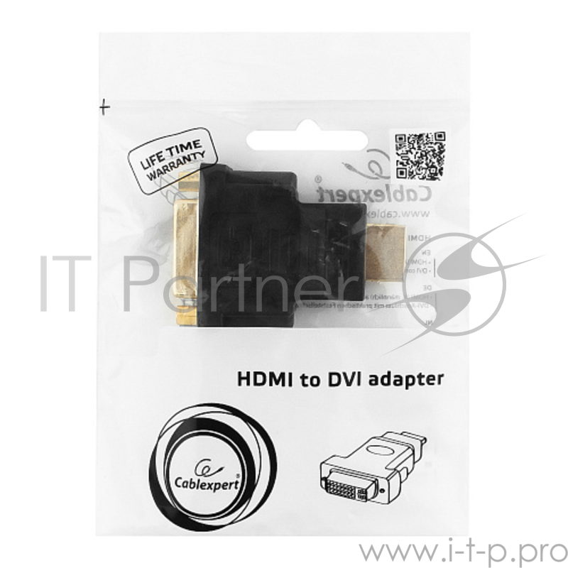 Переходник Gembird Переходник HDMI-DVI , 19M/25F, золотые разъемы, пакет(A-HDMI-DVI-3)