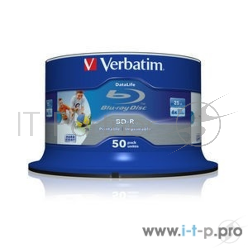 Диск Verbatim BD-R 25 GB 6x CB/50 Full Ink Print NO ID (43812)