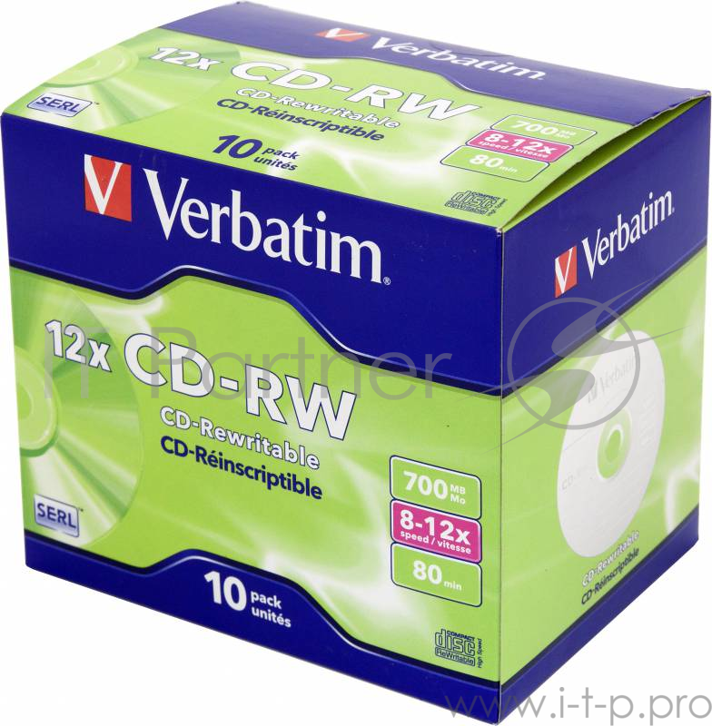 Диск Verbatim Диск CD-RW 700Mb 12x DataLife+ (10шт) (43148)