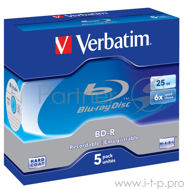 Диск Verbatim Диск BD-R 25Gb 6x Scratchguard+ Jewel Case (5шт) (43715)