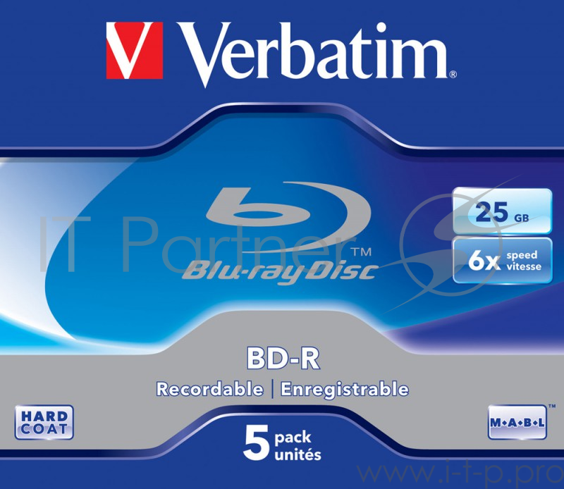 Диск Verbatim Диск BD-R 25Gb 6x Scratchguard+ Jewel Case (5шт) (43715)