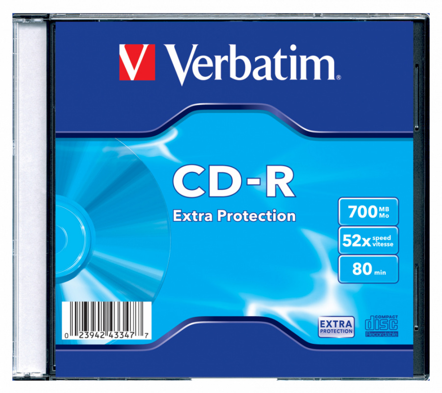 Диск Verbatim Диски CD-R 700Mb 80 min 48-х/52-х (Slim case)43347