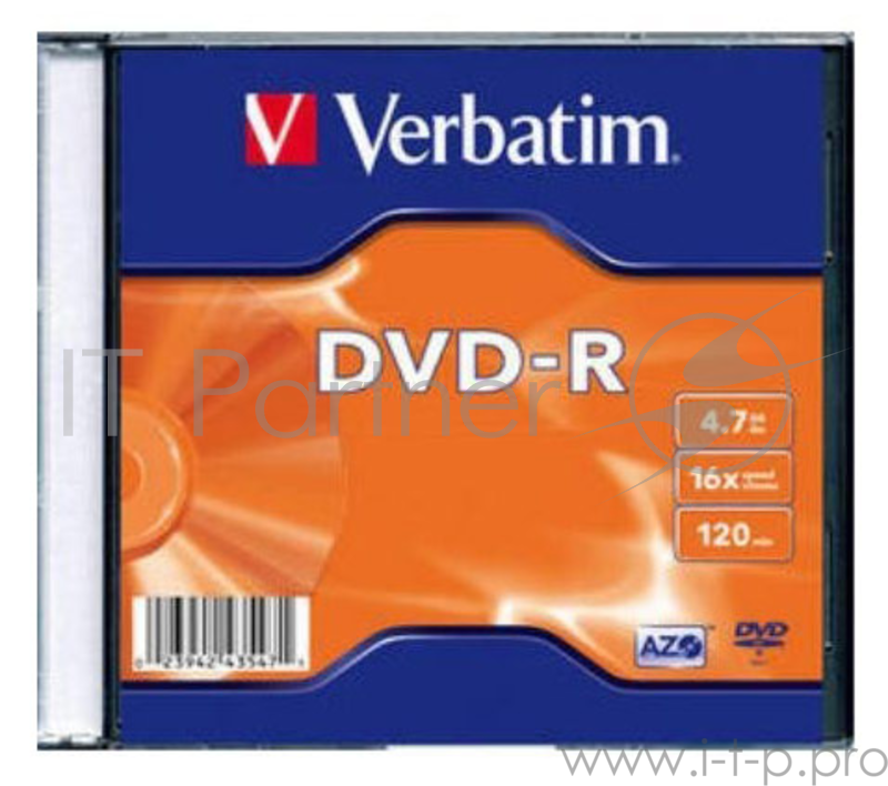 Диск Verbatim Диски DVD-R Verbatim 16-x, 4.7 Gb, (Slim Case) (43547)