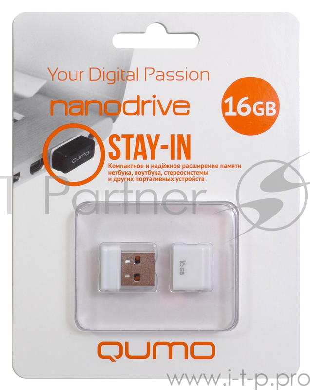 Носитель информации USB 2.0 QUMO 16GB NANO QM16GUD-NANO-W White