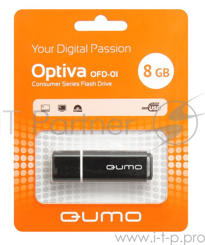 Носитель информации USB 2.0 QUMO 8GB Optiva 01 Black QM8GUD-OP1-black