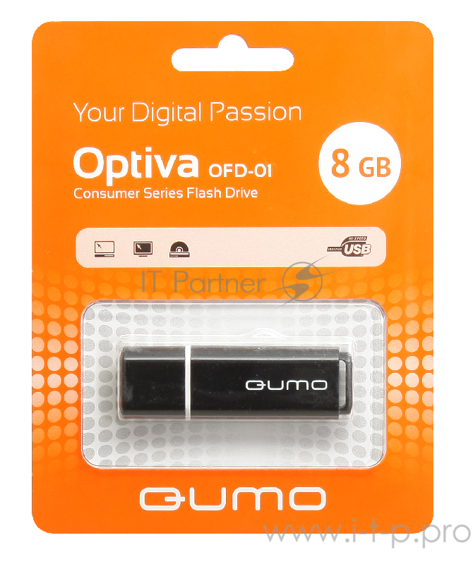 Носитель информации USB 2.0 QUMO 8GB Optiva 01 Black QM8GUD-OP1-black
