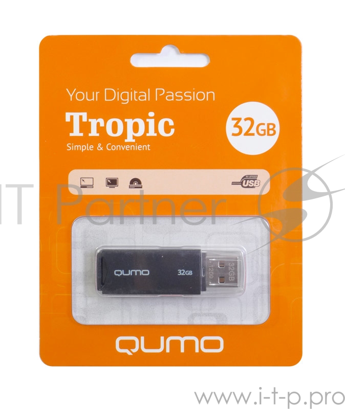 Носитель информации USB 2.0 QUMO 32GB Tropic Black QM32GUD-TRP-Black