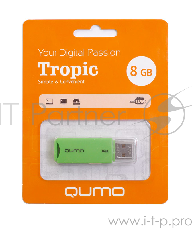 Носитель информации USB 2.0 QUMO 8GB Tropic Green QM8GUD-TRP-Green