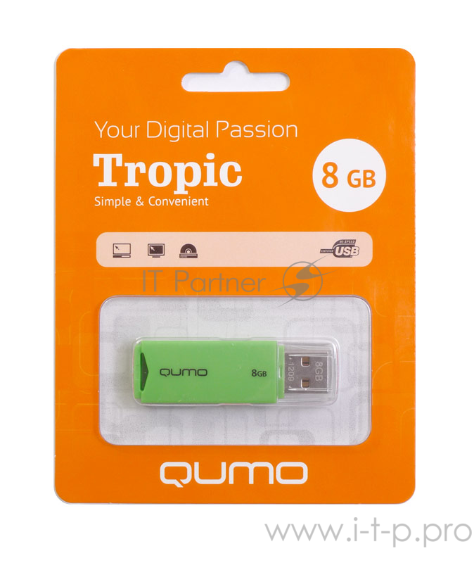 Носитель информации USB 2.0 QUMO 8GB Tropic Green QM8GUD-TRP-Green