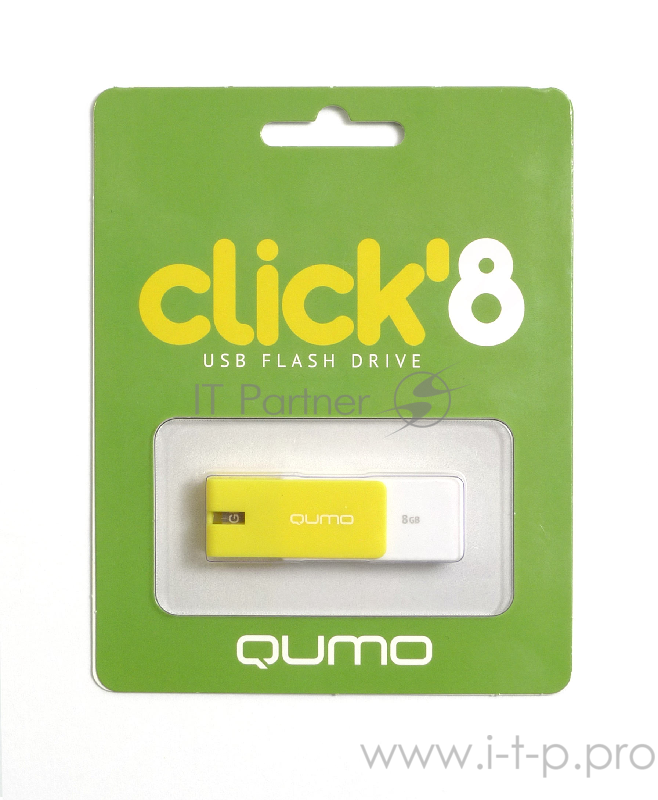 Носитель информации USB 2.0 QUMO 8GB Click QM8GUD-CLK-Lemon
