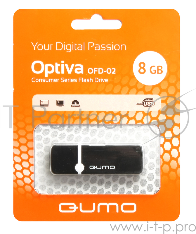 Носитель информации USB 2.0 QUMO 8GB Optiva 02 Black QM8GUD-OP2-black