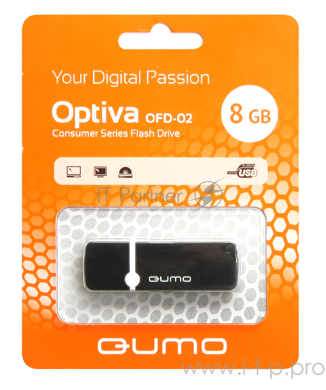 Носитель информации USB 2.0 QUMO 8GB Optiva 02 Black QM8GUD-OP2-black
